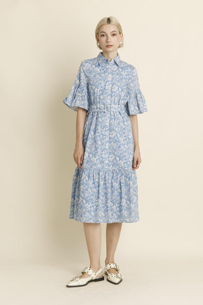 Floral Belted Shirt Dress