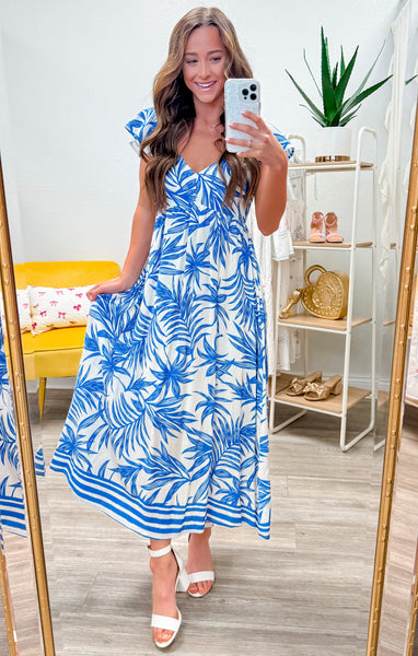 Tropical Printed Midi Boho Dress