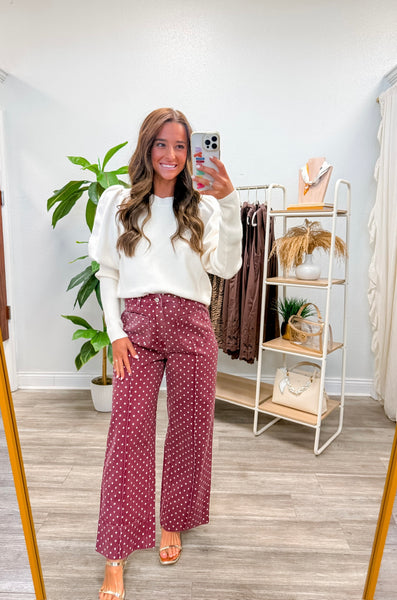 Polka Dot Front Seam Pants