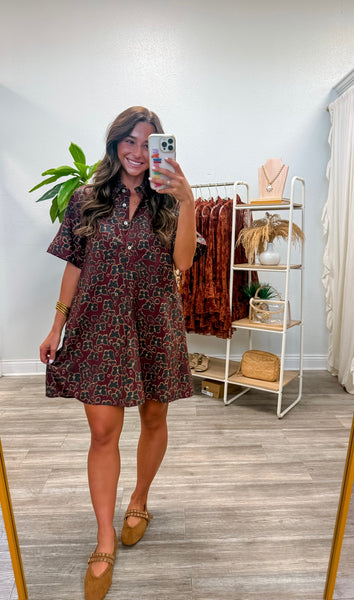 Butterfly Print Short Sleeve Mini Dress