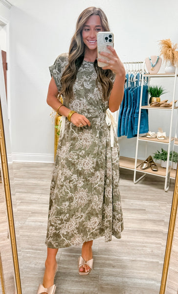 Floral Drop Shoulder Midi Dress