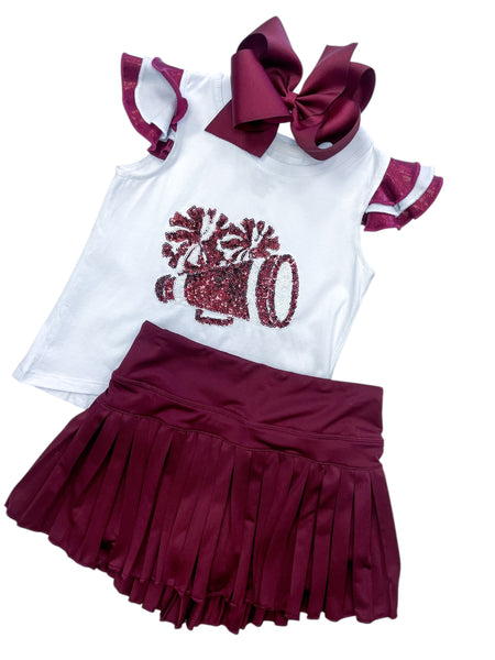 Girl's Ruffle Sleeve Sequin Cheer Top