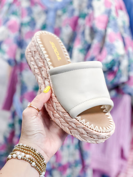Soda Monte Raffia Braided Platform Sandals