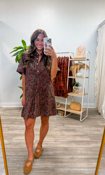Butterfly Print Short Sleeve Mini Dress