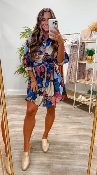 Floral Print Puff Sleeve Mini Dress