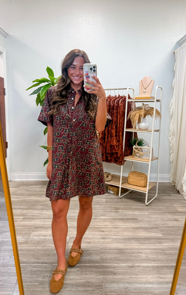 Butterfly Print Short Sleeve Mini Dress
