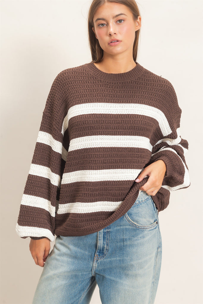 Textured Striped Oversized Sweater
