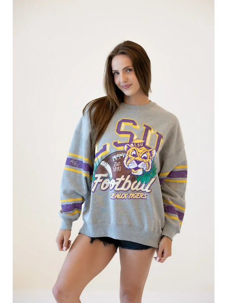 Lsu Multimedia Oversized Crew Pullover