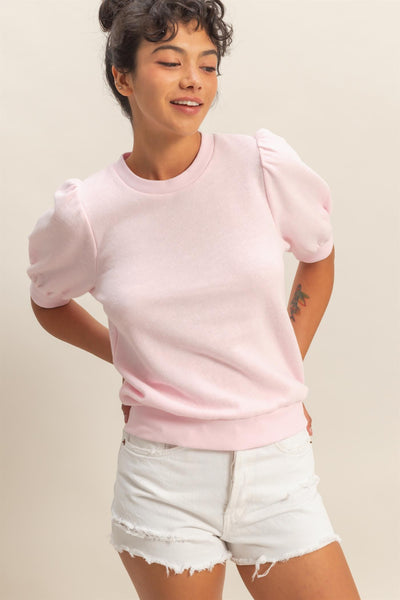 Puff Short Sleeve Crew Neck Top