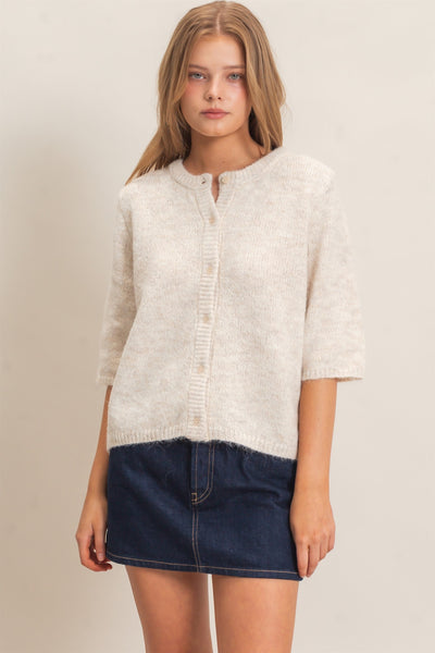 Half Sleeve Button-Up Cardigan