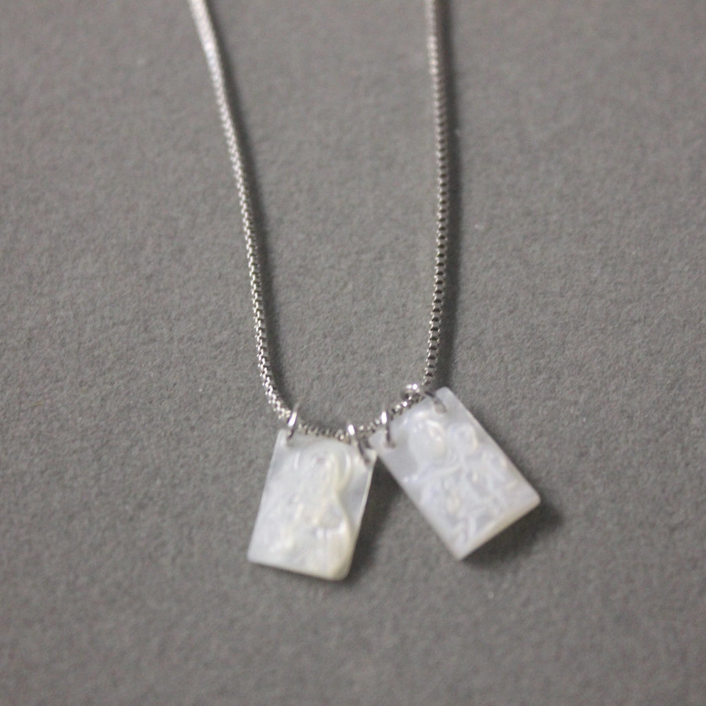 Mother of Pearl Scapular Pendant Charm Necklace