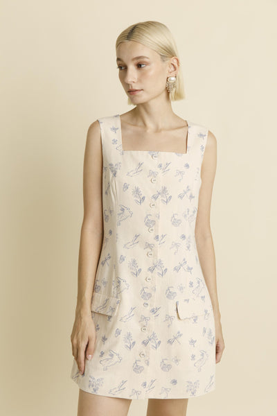 Printed Square Neck Mini Dress