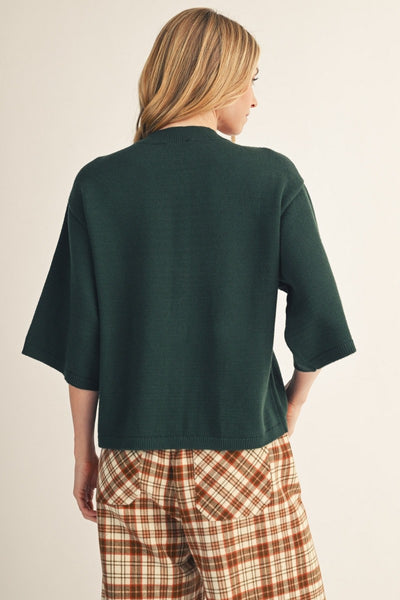 3/4 Sleeve Button Down Sweater Cardigan