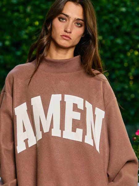 'WWJD & AMEN' Reversible Mock Neck Sweatshirt