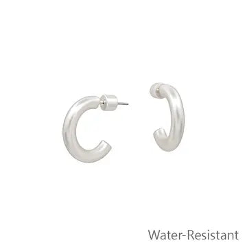 Water Resistant .75" Simple Matte Hoop Earring