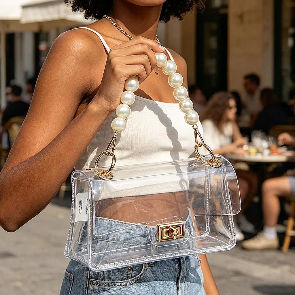 Transparent Cross Body Bag w/ Clear Chain