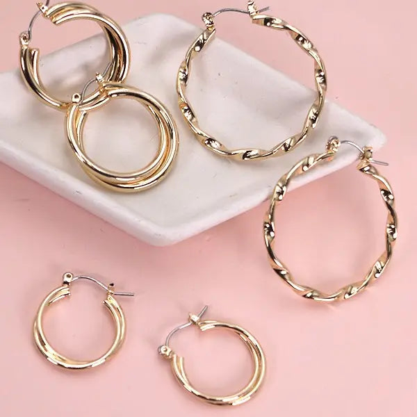 Intertwined Trio Hoop Set Earrings