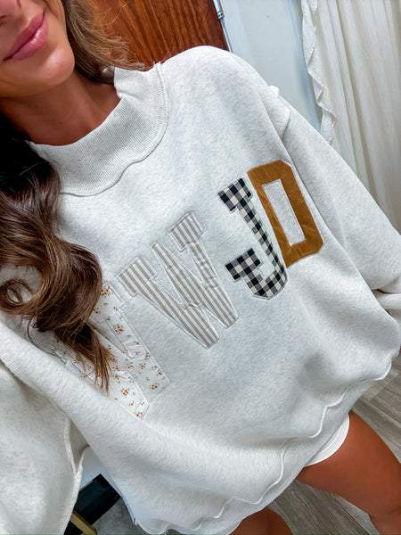 WWJD Embroidered Mock Neck Sweatshirt