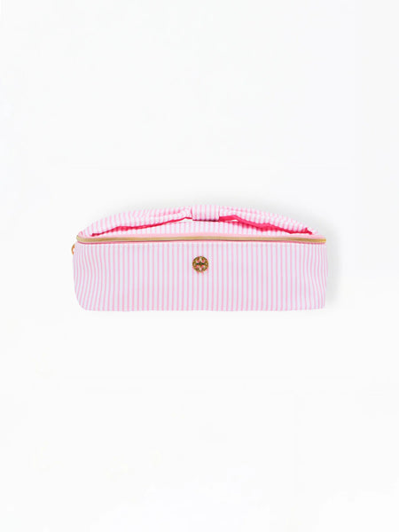 Mary Square  Pink Stripe Kiss and Makeup Mini Bag