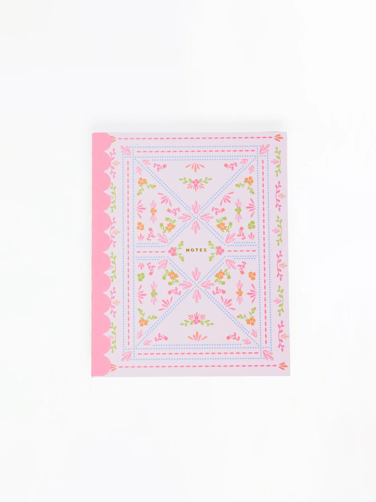 Mary Square Floral Stitch Scallop Notebook