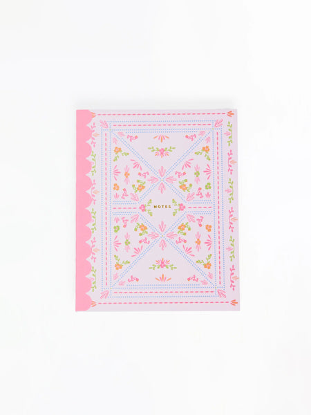 Mary Square Floral Stitch Scallop Notebook