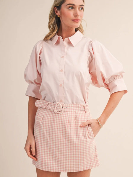 Puff Sleeve Button Down Top