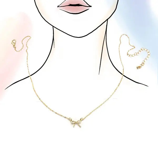 Mini Gold Bow Charm Necklace