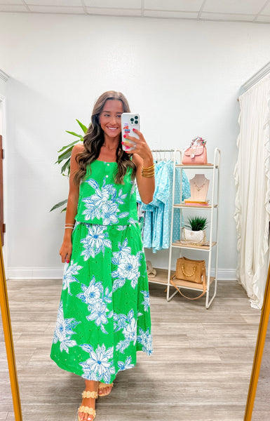 Botanical Sleeveless Top & Skirt Set