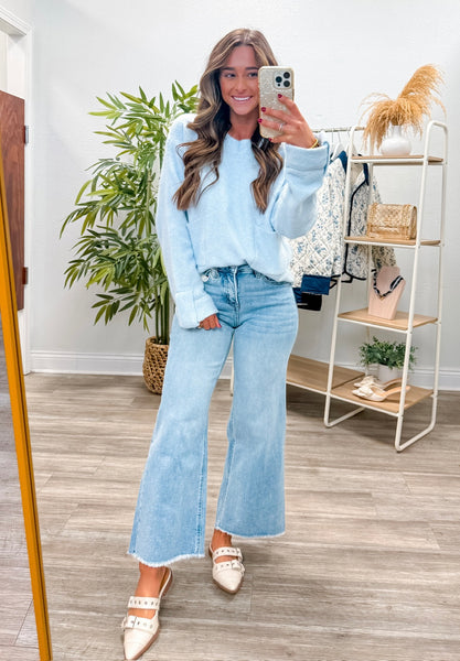 Crew Neck Pullover Sweater W/ Front Pocket