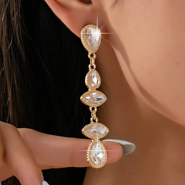Shimmering Crystal Linear Earrings