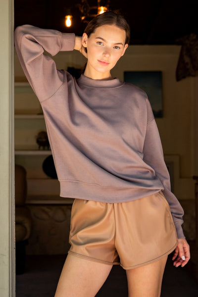 Faux Leather Elastic Waist Short