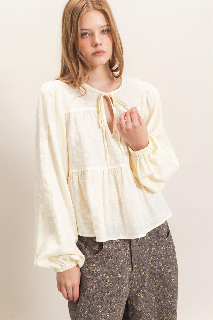 Tie Front Peplum Blouse