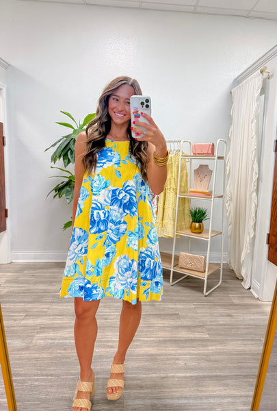 Bold Floral Poplin Shift Dress