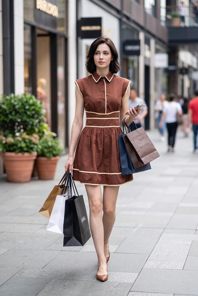 Contrast Piping Sleeveless Fit & Flare Mini Dress