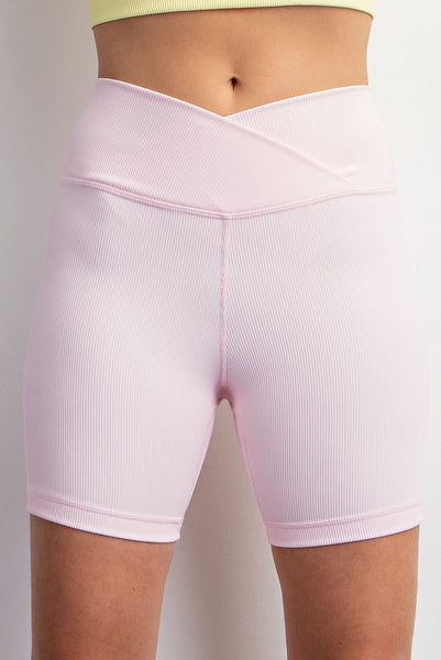 Nylon Ribbed V-Waist Biker Short