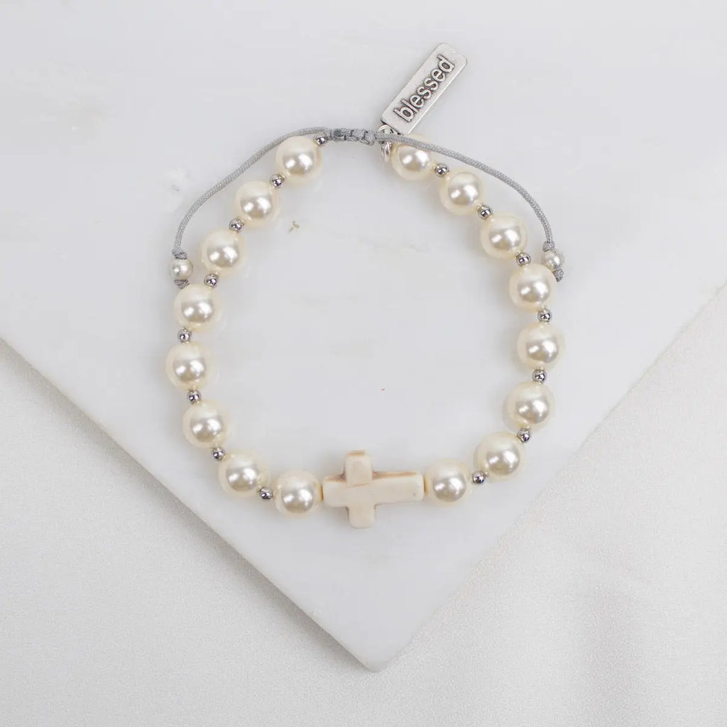 Divine Grace Pearl Cross Bracelet