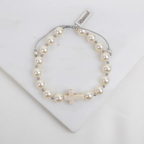 Divine Grace Pearl Cross Bracelet