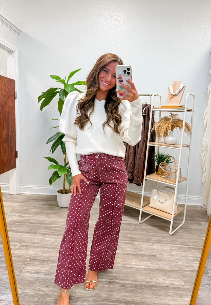 Polka Dot Front Seam Pants