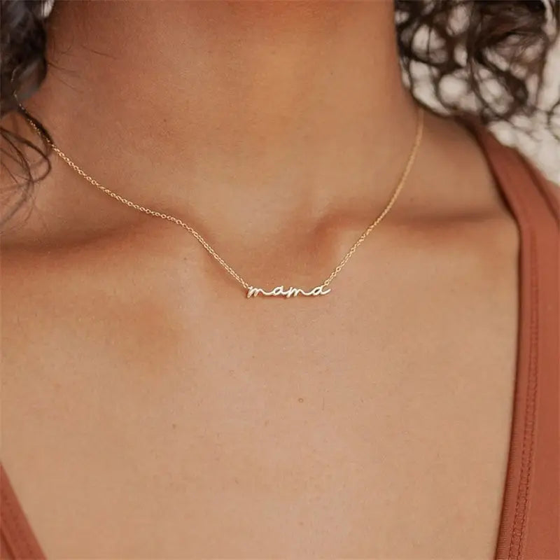 18K Stainless Steel Tarnish Free Mama Necklace