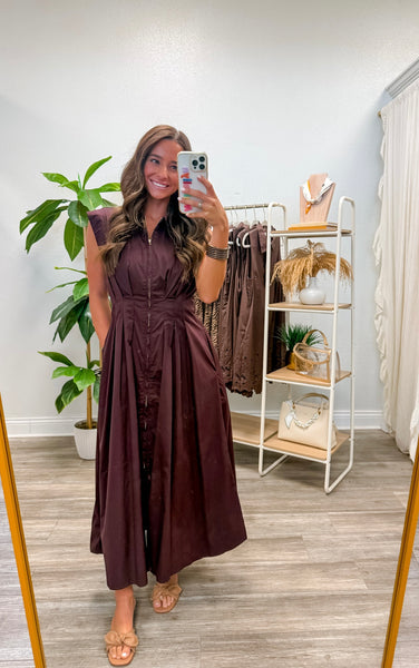 Solid Sleeveless Midi Dress