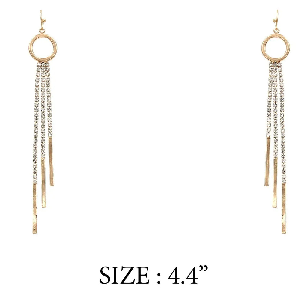 Gold Circle Tassel Earrings with Rhinestons