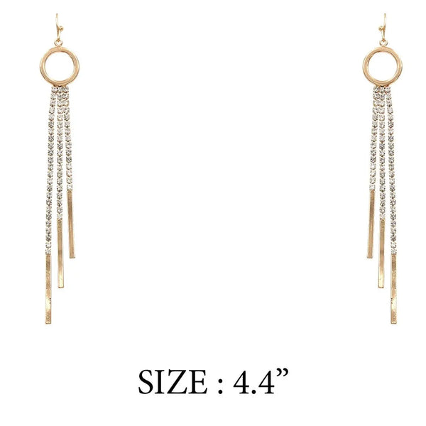 Gold Circle Tassel Earrings with Rhinestons