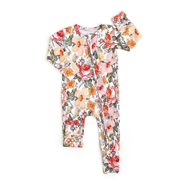 Nella Ruffle Zip Bamboo Floral Sleepies