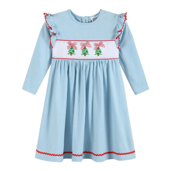 Christmas Tree Smocked Knit Dress