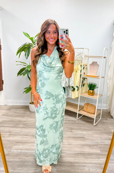 Floral Embroidered Applique Maxi Dress