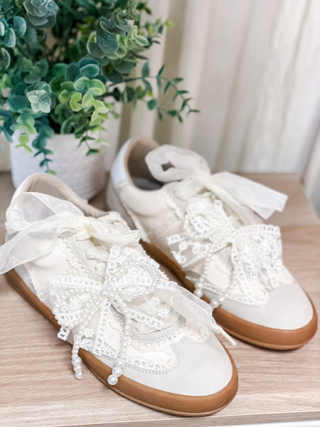 Mi.iM Dixie Lace and Pearl Bow Sneaker