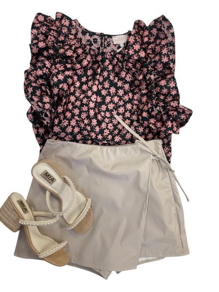Floral Print Jacquard Round Neck Top
