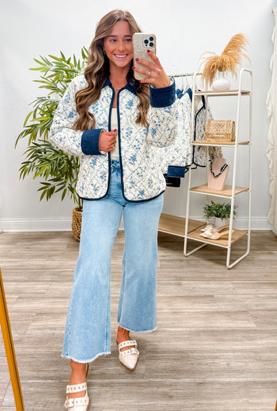 Botanical Print Quilted Jacket