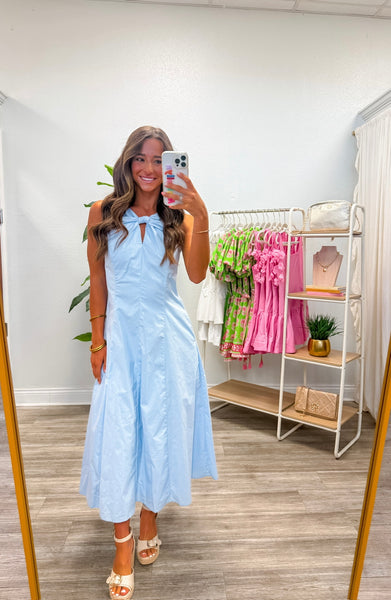Keyhole Knotted Midi Dress