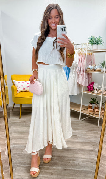 Crop Top And Midi Skirt Set